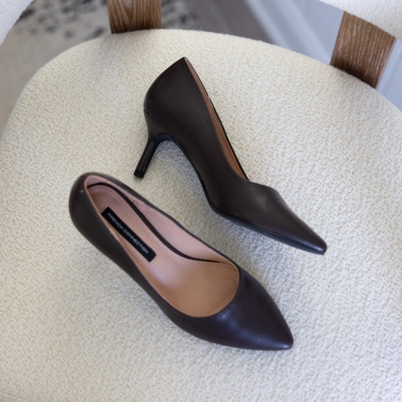 French Connection Brown Kitten Heel Pointed Toe Pumps Faux Leather Womens US 7 - Picture 13 of 14